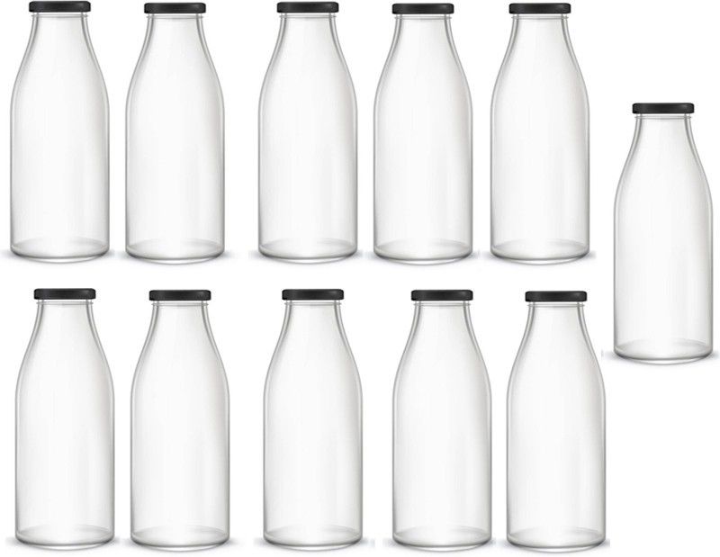 AFAST Water/ Milk Bottle With Lid, Set Of 11, 300 ml -RT22 300 ml Bottle  (Pack of 11, Clear, Glass)