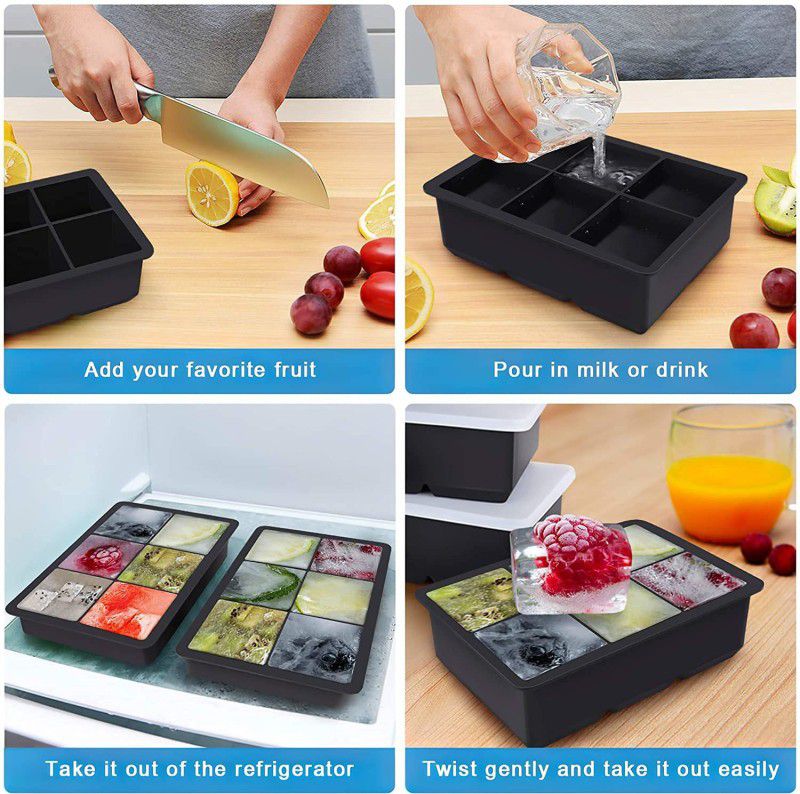 Birud Black Silicone Ice Cube Tray  (Pack of1)