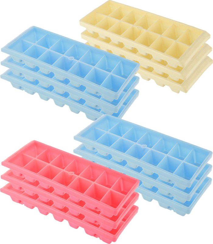 Heart Home Yellow, Pink, Blue Plastic Ice Cube Tray  (Pack of12)