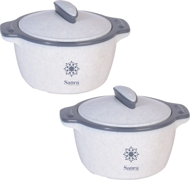 SAURA Elite Insulated Inner Stainless Steel Casserole 1000 ml - Grey Pack of 2 Thermoware Casserole Set  (1000 ml)