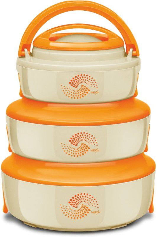 MILTON VENTURE 1500/ 1000/ 500 JR 3 Pc SET Microwavable Casserole, 1400 ml, 830 ml & 410 ml, Orange Pack of 3 Thermoware Casserole Set  (410 ml, 1400 ml, 830 ml)