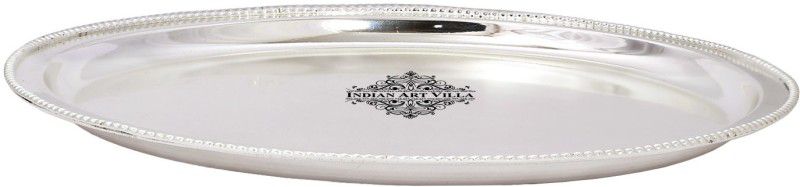 IndianArtVilla Silver Plated Matt Finish Designer Thali, Dinnerware , Diameter 14.2" Inch, Silver Dinner Plate