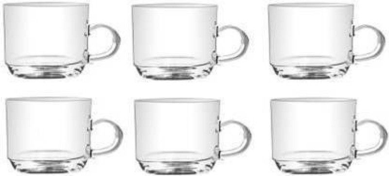 shree Jai ambey Pack of 6 Glass Shree JAi Ambey Cup set of 6 clear  (Clear, Cup and Saucer Set)