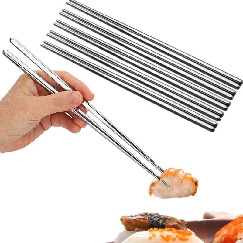 Lishonn Eating Stainless Steel Chinese Chopstick  (Steel Pack of 10)
