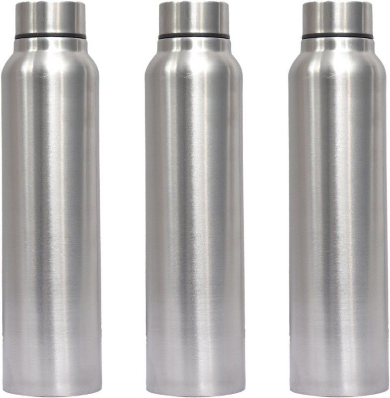 RKAS Probot Stainless Steel Fridge/Office/Home/School Water Bottle 1000 ml Bottle  (Pack of 3, Silver, Steel)