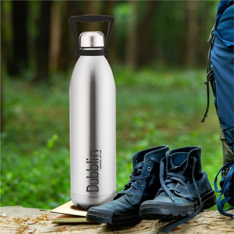 DUBBLIN Kango Stainless Steel Insulated Water Bottle,Thermos Keeps Hot 12 Hrs, Cold 24 Hrs 2200 ml Bottle  (Pack of 1, Silver, Steel)