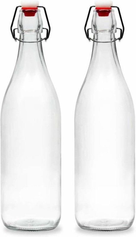 AFAST Water/ Milk Bottle With Lid, Set Of 2, 1000 ml -RT112 1000 ml Bottle  (Pack of 2, Clear, Glass)