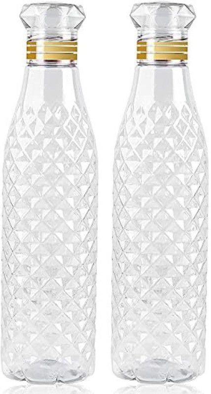 PARYAVARAN Crystal Clear Water Bottle 1 litre, Plastic Fridge water bottle Pack of 2 1000 ml Bottle  (Pack of 2, Multicolor, Plastic)