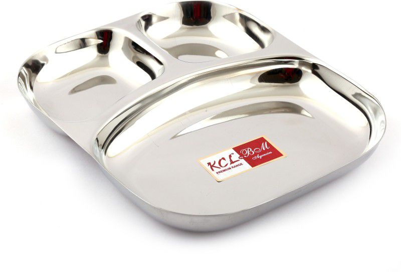 KCL Stainless Steel (20 Guage)Mirror Finish Dynasty Plate - 1 unit - ( Diameter - 22 Cms) Dinner Plate