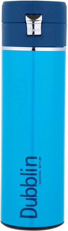 DUBBLIN Glitter Stainless Steel Leak Proof Thermos Keep Hot 6 Hrs,Cold 12 Hrs 450 ml Bottle  (Pack of 1, Blue, Steel)