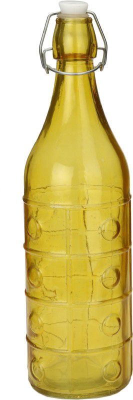 AFAST Colorful Designer Glass Bottle GL82 1000 ml Bottle  (Pack of 1, Yellow, Glass)