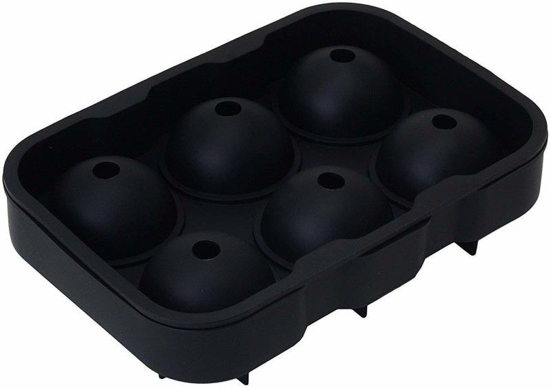 Nispruhay 6-Cavity Flexible Silicone Ice Ball Mould, Sphere Tray, for Whisky, Bourbon, Cocktail Silicone Whiskey Ice Ball Maker Round 6 Mold Multicolor Silicone Ice Ball Tray Black Silicone Ice Ball Tray  (Pack of1)