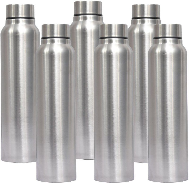 RKAS Stainless Steel Pro Water Bottle for Fridge/School/Home/Office etc 1000 ml Bottle  (Pack of 6, Silver, Steel)