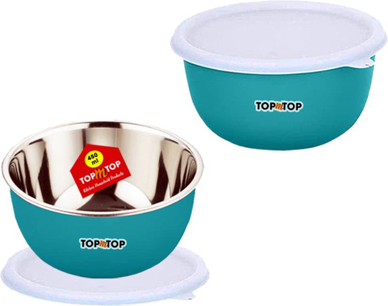 TOPMTOP Microwave Safe Bowl Set, Food Storage Bowls, each 900ml, Stainless Steel Serving Bowl  (Green, Pack of 2)