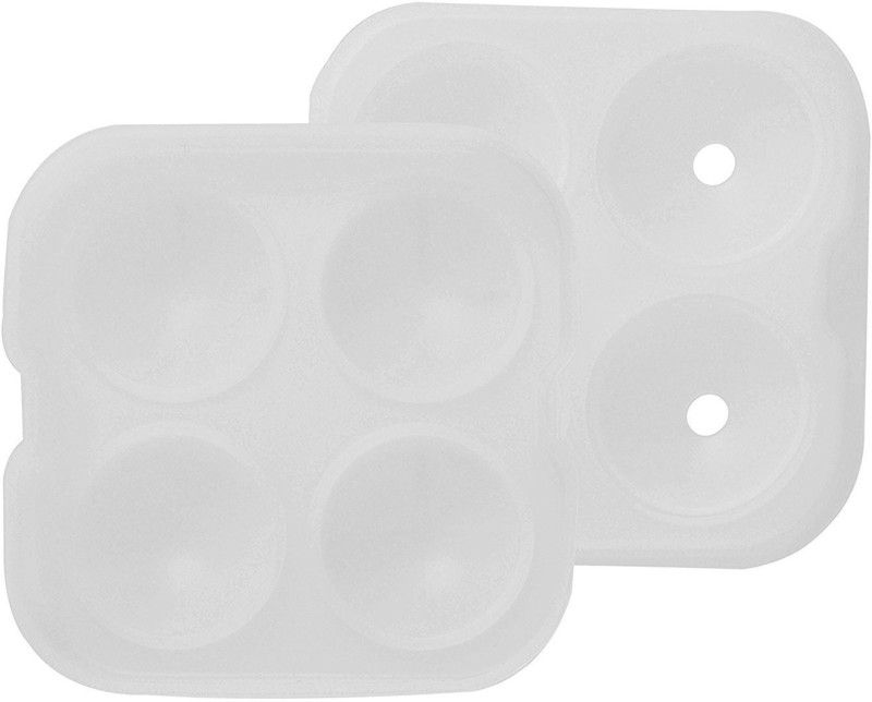 KADAM Premium Ice Ball Makers, 4 Cavity Flexible, Freezable Silicone Tray Molds, Make 4.5cm Round Ice Ball Spheres, Christmas Gift With Funnel(Size: Length-13 x Width-3 x Height-12) White Silicone Ice Ball Tray  (Pack of1)