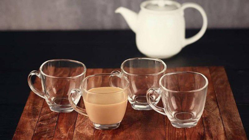 AFAST Pack of 2 Glass New Design & Style Transparent Glass Tea/ Coffee Cup Set Of 4-wq7  (Clear, Cup Set)