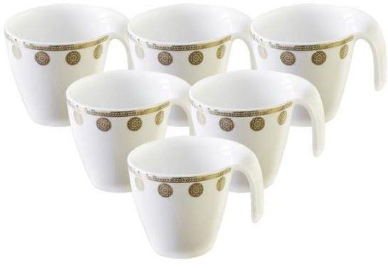 White Gold Pack of 6 Porcelain Tea and Coffee Cup Set  (White, Cup Set)