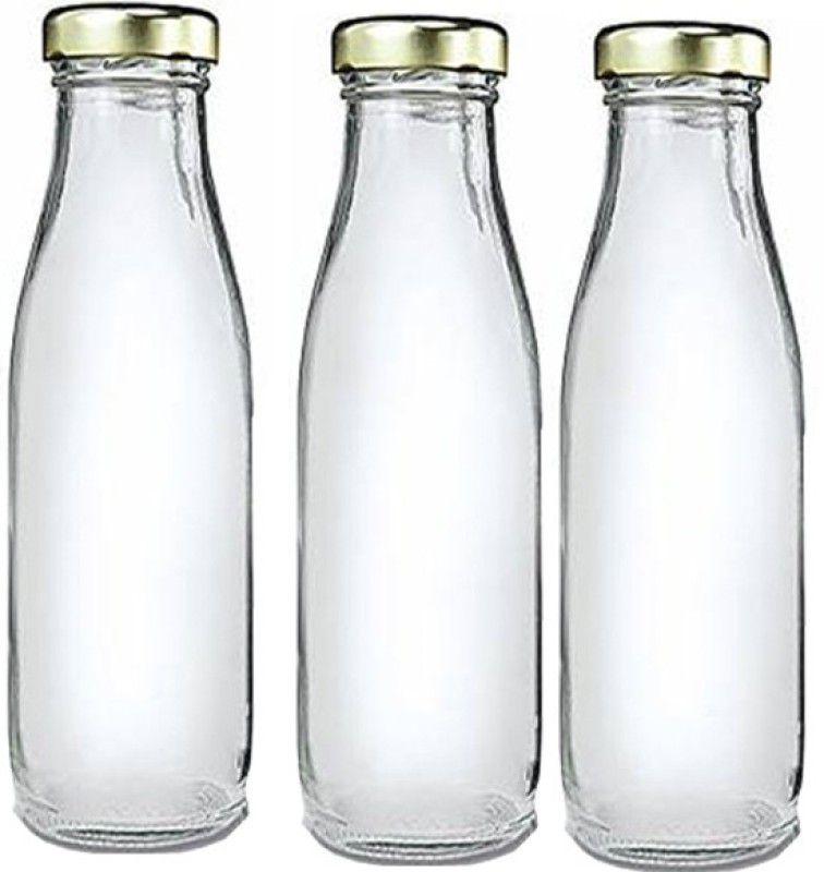 AFAST Water/ Milk Bottle With Lid, Set Of 3, 300 ml -RT74 300 ml Bottle  (Pack of 3, Clear, Glass)
