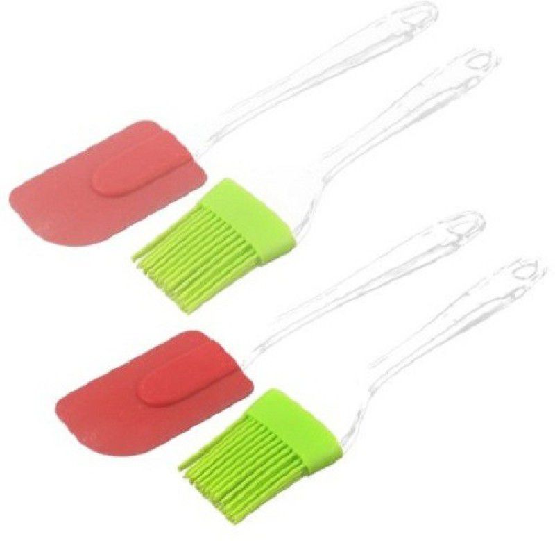Sales Hub New Big Size Silicone Spatula and Pastry Brush Set for Multi Purpose Use Kitchen | Silicon Oil Brush for Cooking | Cake Mixing Bakeware Set (Multicolor) Pack of 2 Silicone Flat Pastry Brush  (Pack of 2)