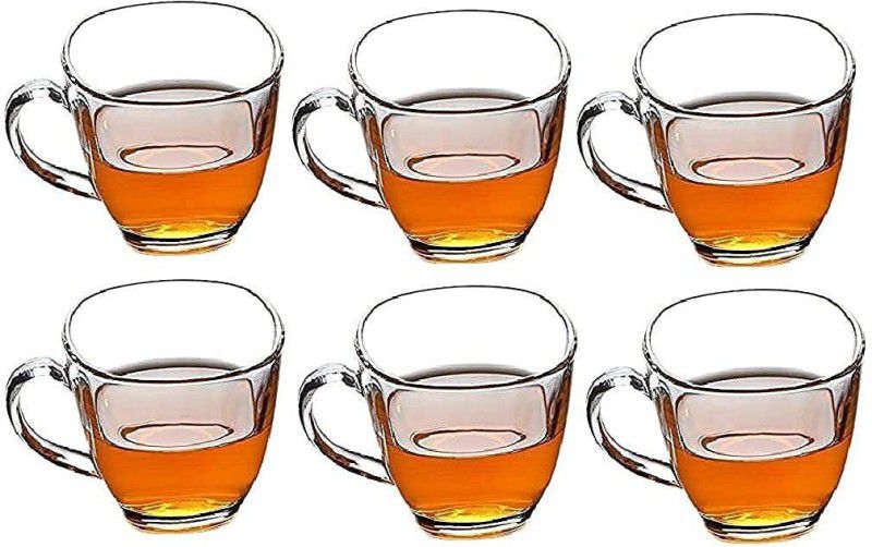 Adhunyk Pack of 6 Glass Glass Transparent Glass Tea & Coffee Cups  (Clear, Cup Set)