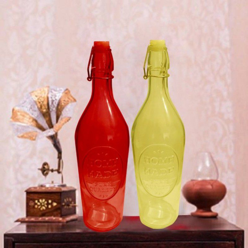 Gauri Creations ASHCN12 1000 ml Bottle  (Pack of 2, Multicolor, Glass)