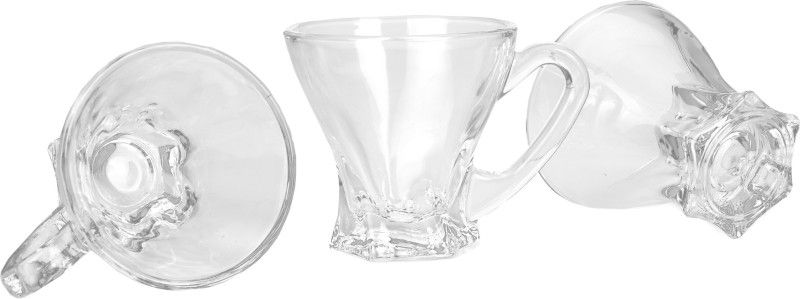 AFAST Pack of 3 Glass Designer & Stylish Transparent Tea/ Coffee Cup, Glass, Round (Set Of Three) TK17  (Clear, Cup Set)