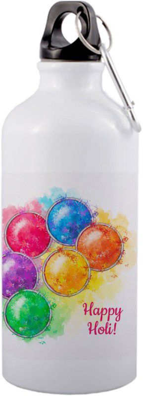 COLOR YARD best happy holi gift mug with watercolor colorful holi gulal on 600 ml Bottle  (Pack of 1, Multicolor, Aluminium)