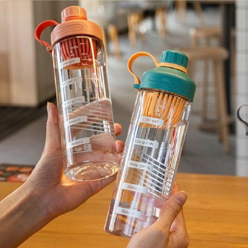 EasyToBuy WATER BOTTLE REPLENISHING LIFE 650ML 650 ml Flask  (Pack of 2, Green, Orange, Plastic)
