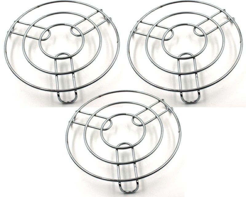 KitchCrux Heavy Duty Stainless Steel Round Cooker & Hot Pot Stand (Pack of 3) NA Trivet  (Pack of 3)