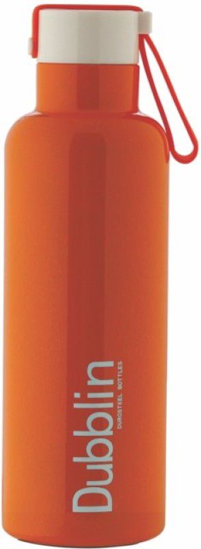 DUBBLIN Double Wall Vacuum Insulated Water Bottle, Keeps Hot 12 Hrs, Cold 24 Hrs 600 ml Bottle  (Pack of 1, Orange, Steel)
