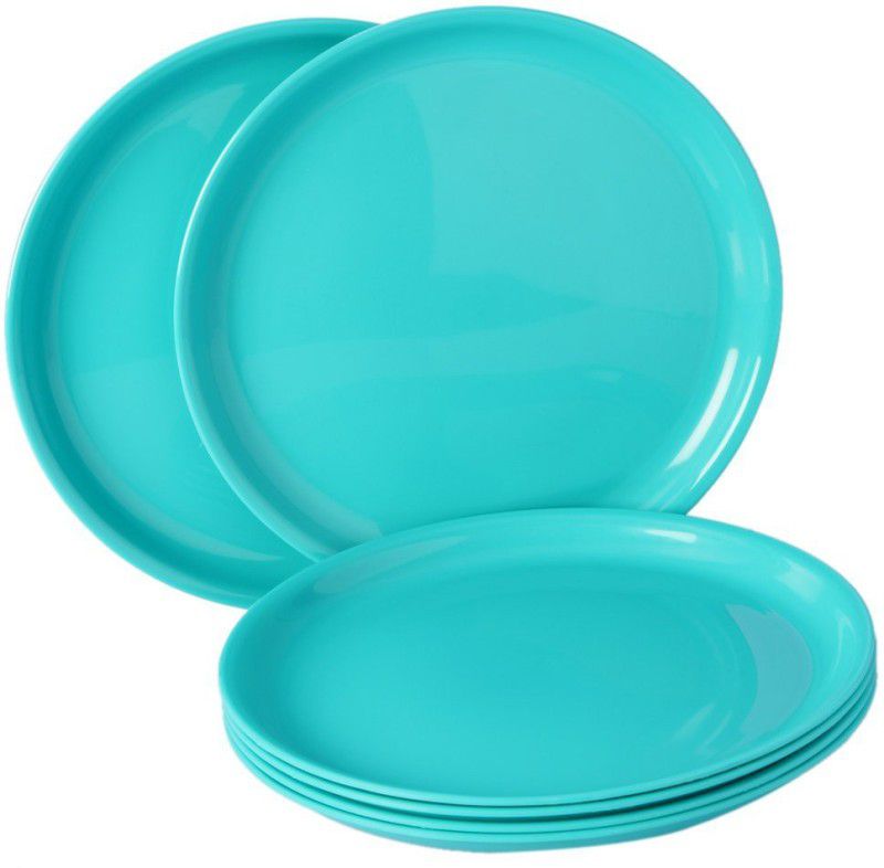 Everbuy Round Dinner Plate Plastic , Ocean Blue , Set of 6(3 plate + 3 Bowl ) Dinner Plate  (Pack of 6, Microwave Safe)
