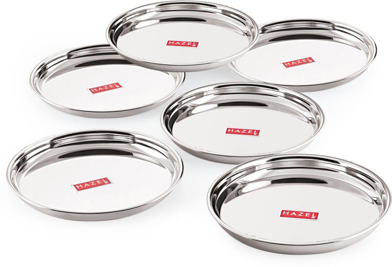 HAZEL Stainless Steel Thali - 6 Pcs Set - Medium Dinner Plate  (Pack of 6)