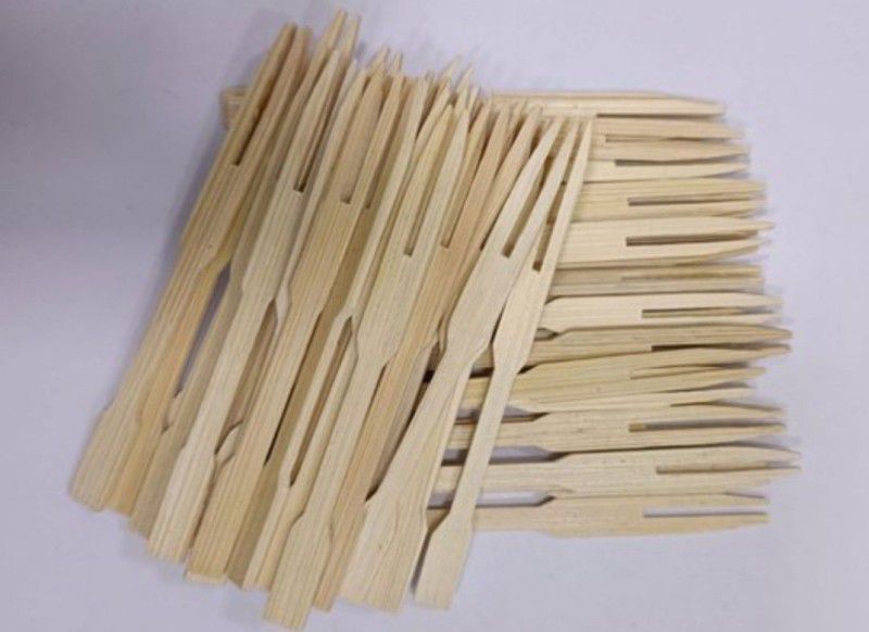 Abhilash Disposable Wooden Fruit Fork Set  (Pack of 50)
