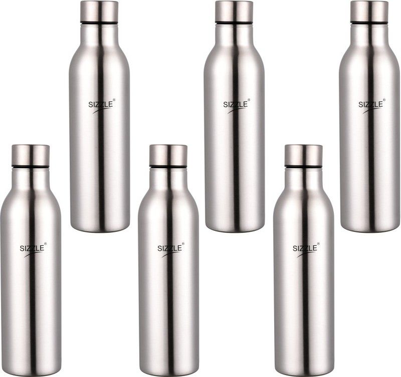 Sizzle Stainless Steel Leak Proof Fridge Water Bottle 500 ml Bottle  (Pack of 6, Silver, Steel)