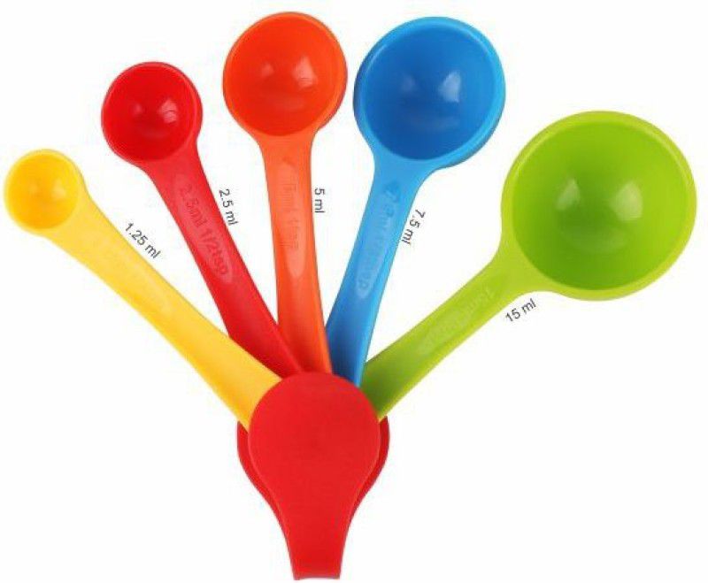 WELLSTICK Multi Color Spoon Cups Set of 5 Pieces for Kitchen Tool/Baking Tool  (15 ml, 7.5 ml, 5 ml, 2.5 ml, 1.25 ml)