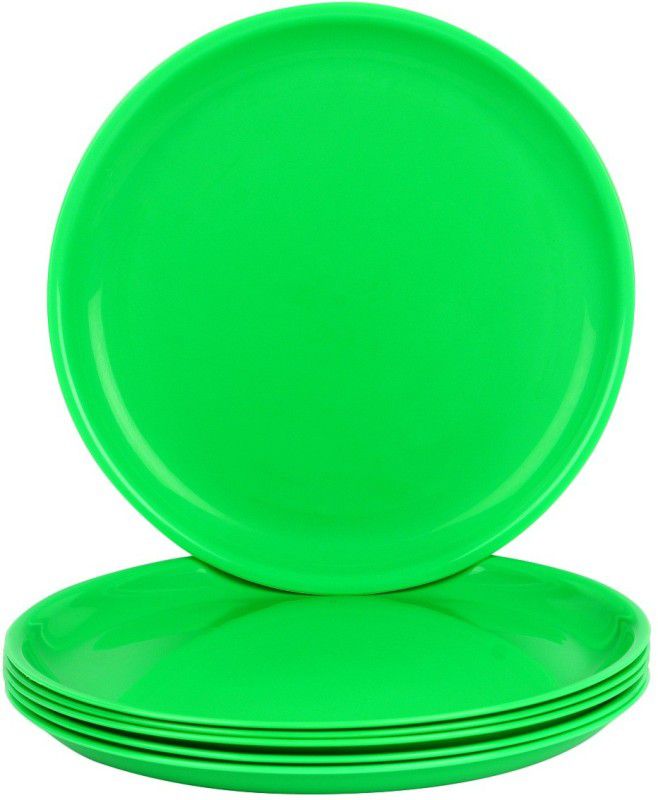 Day2Day Forever Green Microwave Safe Dinner Plates Set Pack of 6 (27x27x2 cm) Dinner Plate  (Pack of 6, Microwave Safe)