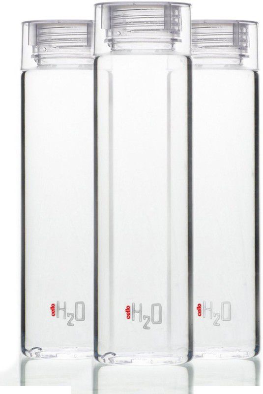 cello H2O Premium Edition Plastic Bottle, 1 Litre, Set of 3, Clear 1000 ml Bottle  (Pack of 3, Clear, Plastic)