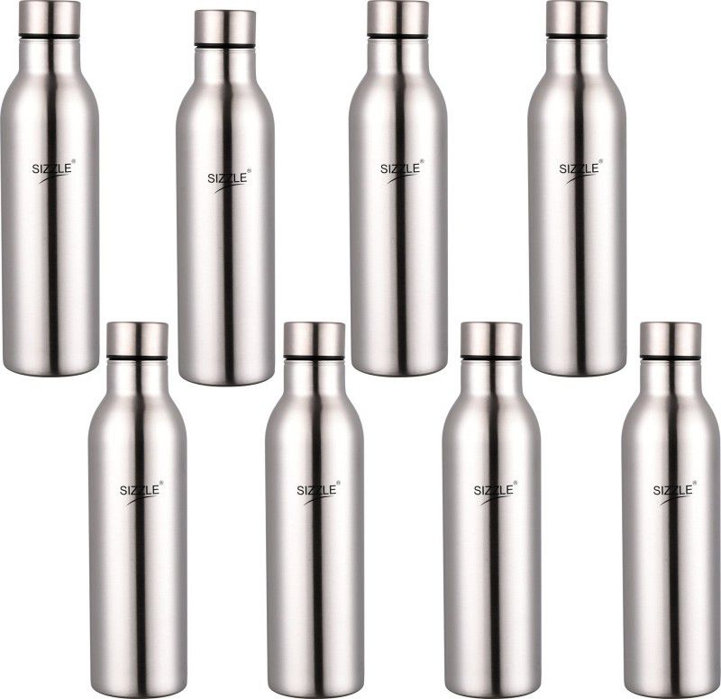Sizzle Stainless Steel Leak Proof Fridge Water Bottle 500 ml Bottle  (Pack of 8, Silver, Steel)