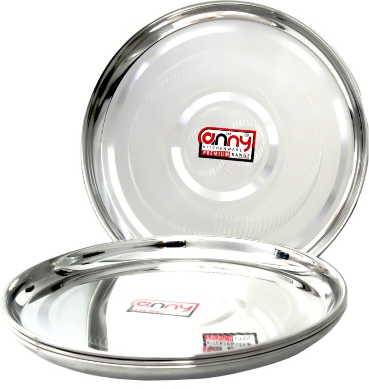 Anny Stainless Steel Full Dinner Plates Set Of 4 (12 Inch) Dinner Plate  (Pack of 4, Microwave Safe)