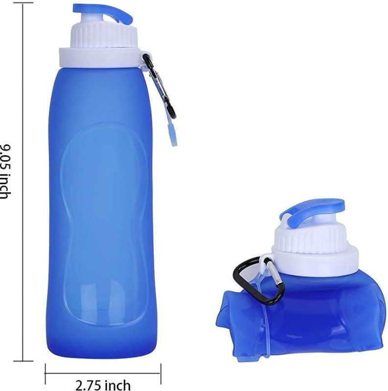 AADGEX Silicon Expandable Folding Bottle for Travel Sports Drinking 1000 ml Bottle  (Pack of 1, Blue, Silicone)