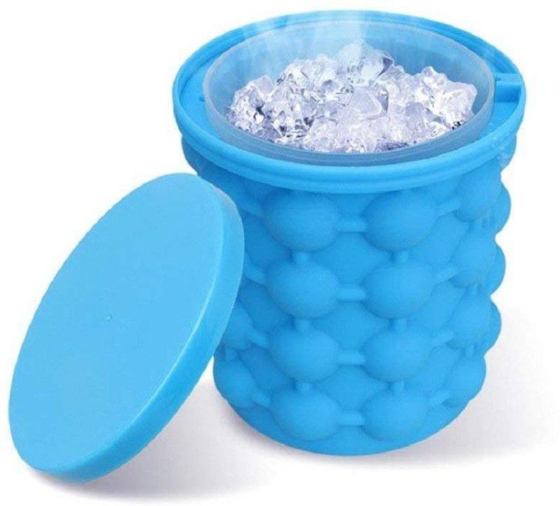 PAVITYAKSH 1 L Silicone Silicone Ice Bucket Revolutionary Space Saving Ice Cube Molds for Home,Cafe,Parties,Restaurants,Buffets Chilling Whiskey Cocktail Beverages Ice Bucket  (Blue)
