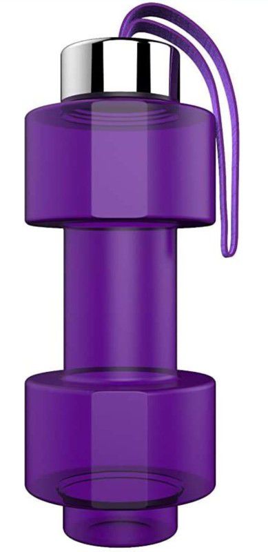 SANNO WORLD Stainless steel cap Plastic Dumbbell Shape Water Bottle Plastic Portable 1000 ml Bottle  (Pack of 1, Purple, Plastic)