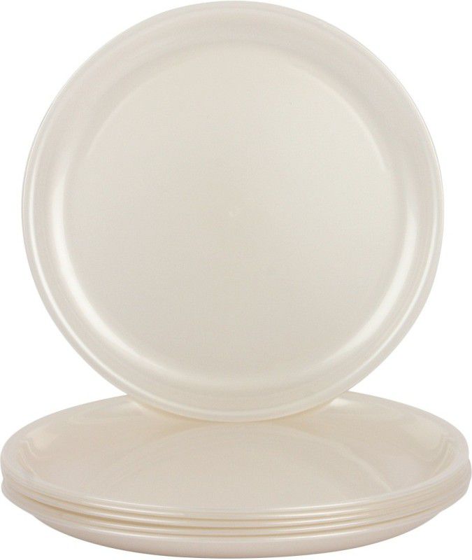 Day2Day Forever Pearl White Microwave Safe Dinner Plates Set Pack of 6 (27x27x2 cm) Dinner Plate  (Pack of 6, Microwave Safe)