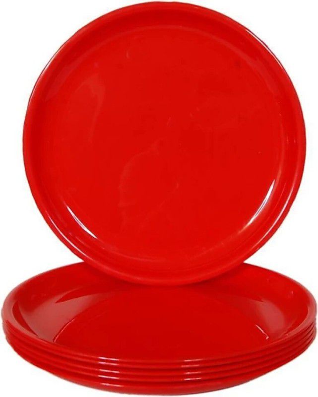 PALASH Microwave Safe Red Full Plates Dinner Plate  (Pack of 6, Microwave Safe)