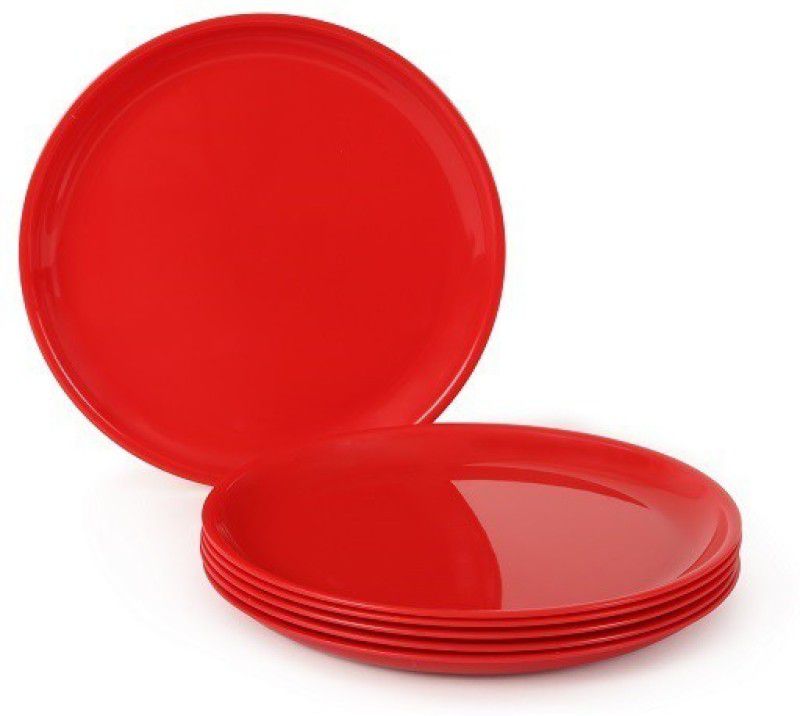 JOY HOME Full Plate Round Cherry Dinner Plate  (Pack of 6, Microwave Safe)