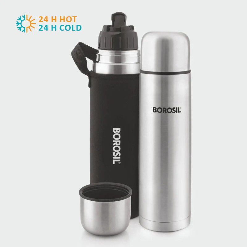 BOROSIL Hot n Cold SS Flask 1000 ml Bottle  (Pack of 1, Silver, Steel)