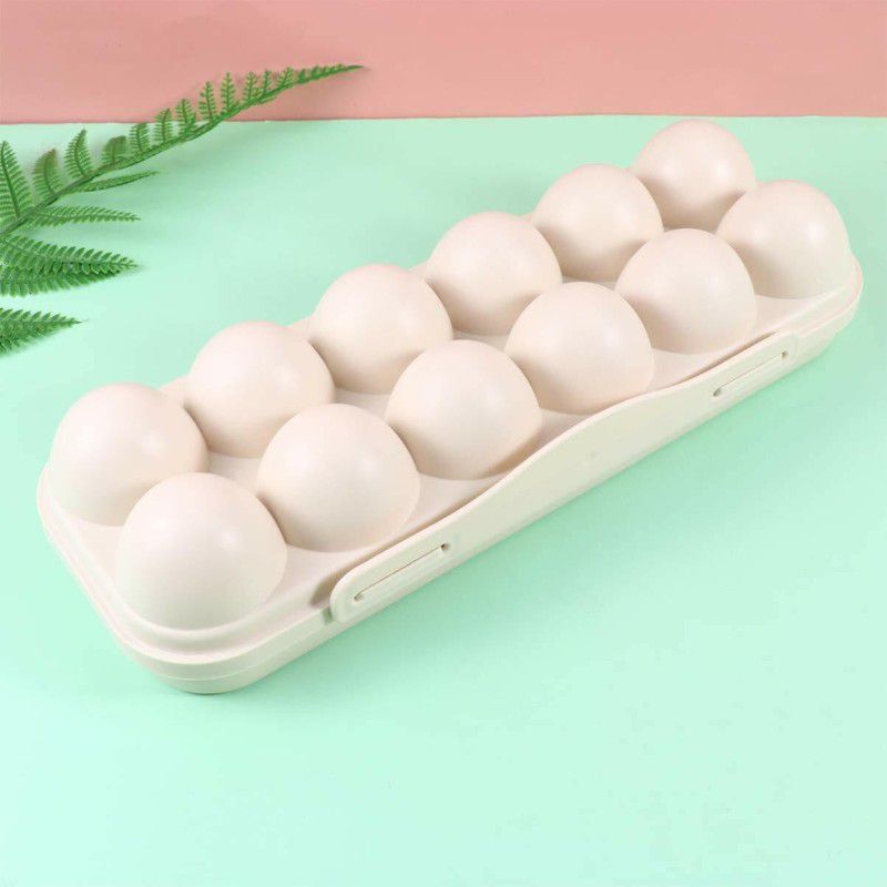 HomeCloud Egg Tray Holder/Container/Storage Organizer for Refrigerator Plastic Egg Separator  (Beige, Pack of 1)
