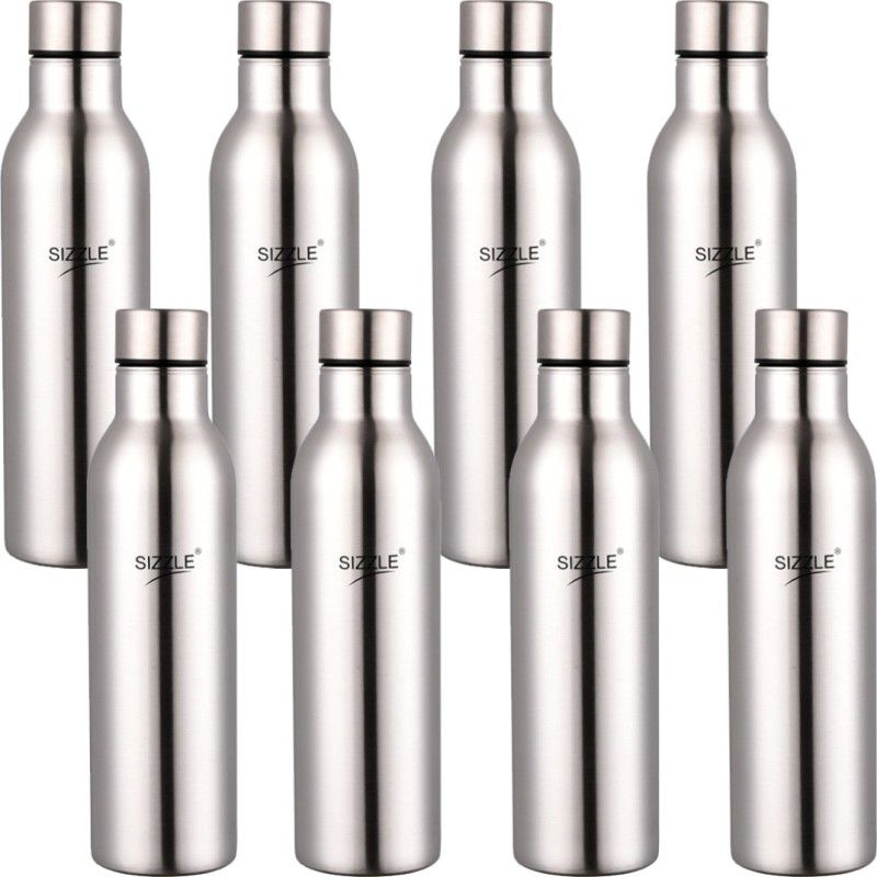 Sizzle Stainless Steel Leak Proof Fridge Water Bottle 750 ml Bottle  (Pack of 8, Silver, Steel)