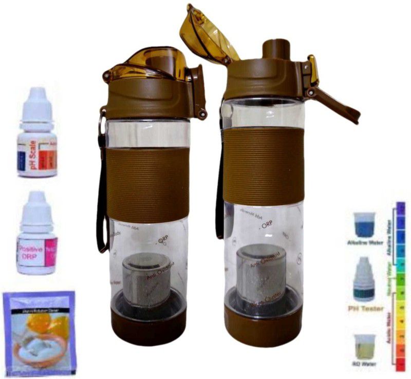 New India Choice Alkaline water bottle 650ml capacity Tritan Material (Brown) 650 ml Bottle  (Pack of 2, Brown, Tritan)