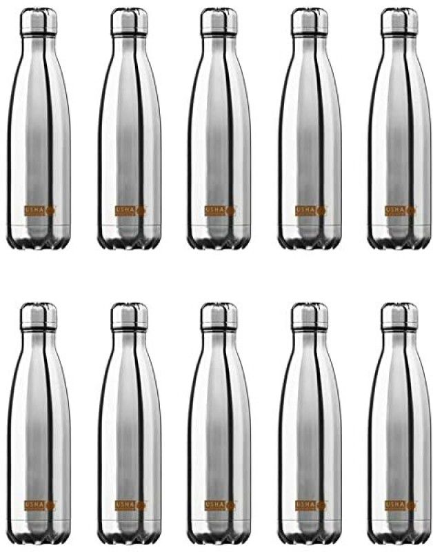 Usha Shriram Stainless Steel Insulated Bottle (10Pcs)| Hot & Cold Water Bottle Silver 500 ml Bottle  (Pack of 10, Silver, Steel)